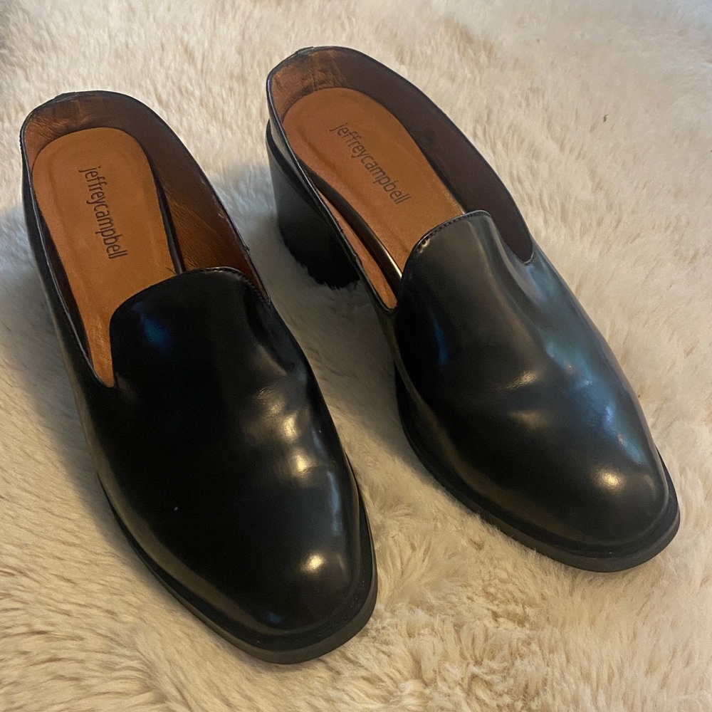 Jeffrey Campbell Glossy Black Slip-On Shoes